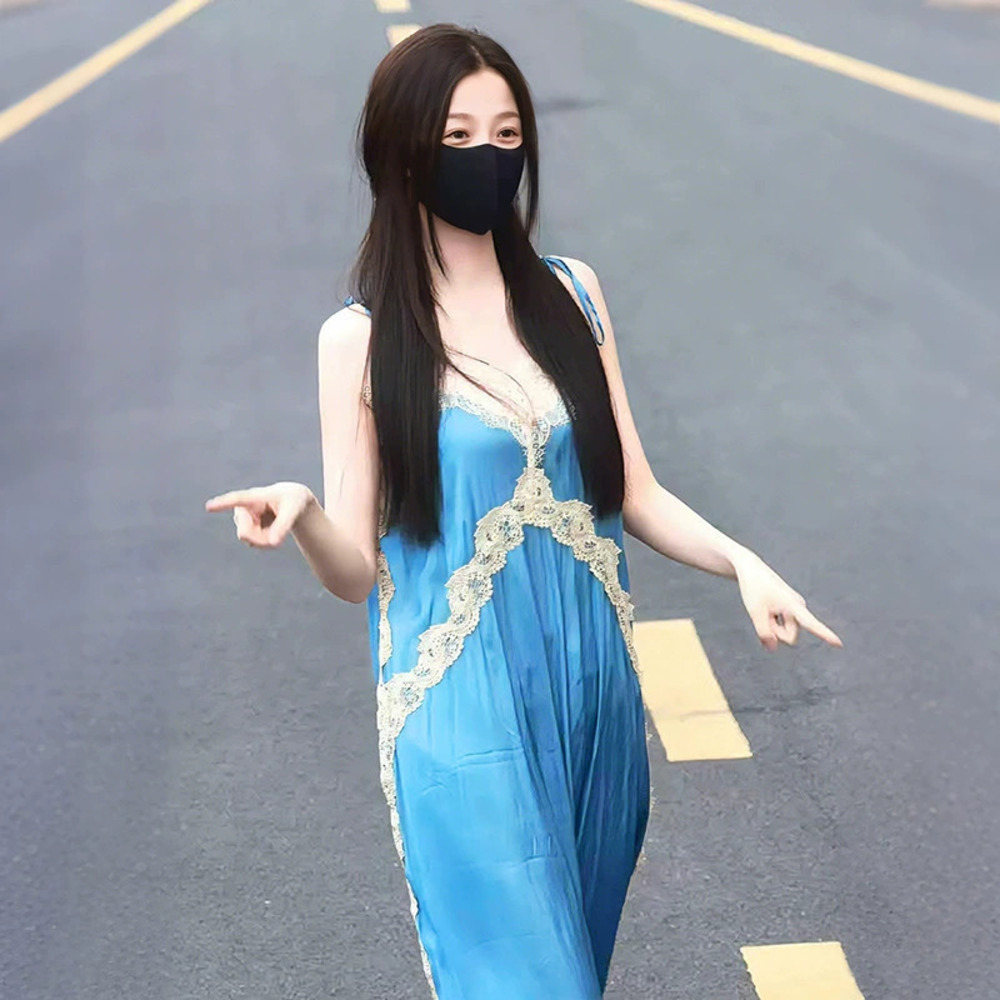 Zara Summer Vintage Lace Trim Loose Flowy Long Dress